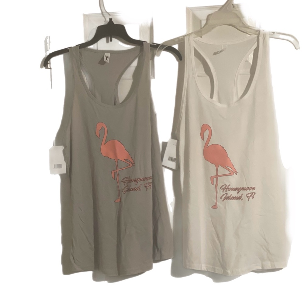 Gray and Pink Flamingo Sleeveless Tank Top
